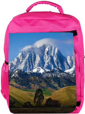 

Snoogg Eco Friendly Canvas White Mountain Top Designer Backpack Rucksack School Travel Unisex Casual Canvas Bag Bookbag Satchel 5 L Backpack(Pink)