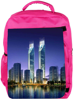 

Snoogg Eco Friendly Canvas Skyscrapers In The Bay 2696 Backpack Rucksack School Travel Unisex Casual Canvas Bag Bookbag Satchel 5 L Backpack(Pink)