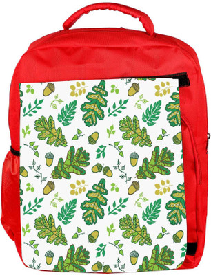 

Snoogg Eco Friendly Canvas Green Small Leaves Designer Backpack Rucksack School Travel Unisex Casual Canvas Bag Bookbag Satchel 5 L Backpack(Red)