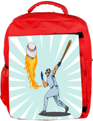 

Snoogg Eco Friendly Canvas Baseball Player Batting Ball Flames Backpack Rucksack School Travel Unisex Casual Canvas Bag Bookbag Satchel 5 L Backpack(Red)