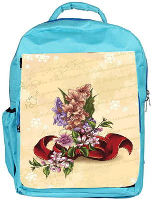 

Snoogg Eco Friendly Canvas Floral Vector Background Illustration With Bow And Floral Bouquet Backpack Rucksack School Travel Unisex Casual Canvas Bag Bookbag Satchel 5 L Backpack(Blue)