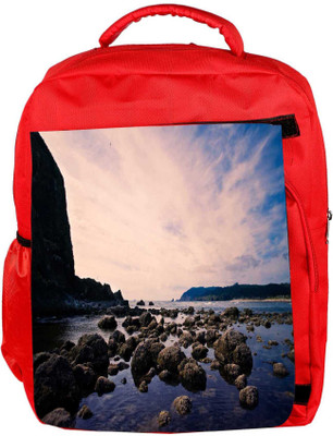 

Snoogg Eco Friendly Canvas Stones In The Sea Designer Backpack Rucksack School Travel Unisex Casual Canvas Bag Bookbag Satchel 5 L Backpack(Red)