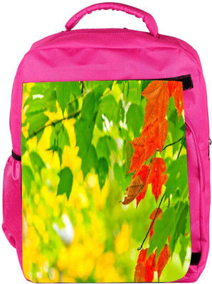 

Snoogg Eco Friendly Canvas Red Leaves On Tree Designer Backpack Rucksack School Travel Unisex Casual Canvas Bag Bookbag Satchel 5 L Backpack(Pink)