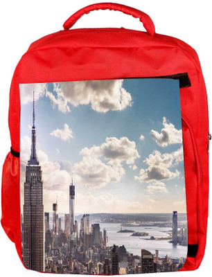 

Snoogg Eco Friendly Canvas Building And Cloud Designer Backpack Rucksack School Travel Unisex Casual Canvas Bag Bookbag Satchel 5 L Backpack(Red)