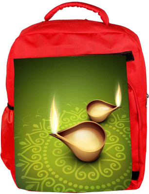 

Snoogg Eco Friendly Canvas Beautiful Illuminating Diya Background For Hindu Community Festival Diwali Backpack Rucksack School Travel Unisex Casual Canvas Bag Bookbag Satchel 5 L Backpack(Red)