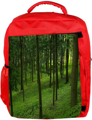 

Snoogg Eco Friendly Canvas Green Forest Designer Backpack Rucksack School Travel Unisex Casual Canvas Bag Bookbag Satchel 5 L Backpack(Red)