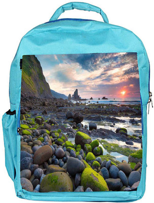 

Snoogg Eco Friendly Canvas Green Pebble Stone Designer Backpack Rucksack School Travel Unisex Casual Canvas Bag Bookbag Satchel 5 L Backpack(Blue)