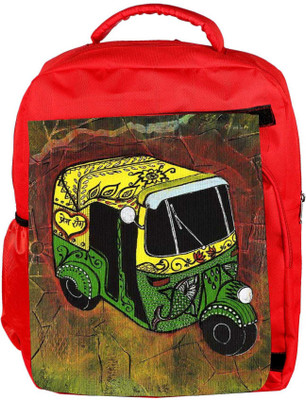 

Snoogg Eco Friendly Canvas New Delhi Auto Rickshaw 2889 Backpack Rucksack School Travel Unisex Casual Canvas Bag Bookbag Satchel 5 L Backpack(Red)