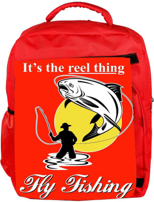 

Snoogg Eco Friendly Canvas Fly Fisherman Catching Trout With Fly Reel Backpack Rucksack School Travel Unisex Casual Canvas Bag Bookbag Satchel 5 L Backpack(Red)