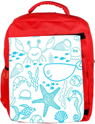 

Snoogg Eco Friendly Canvas Fish World White Pattern Designer Backpack Rucksack School Travel Unisex Casual Canvas Bag Bookbag Satchel 5 L Backpack(Red)