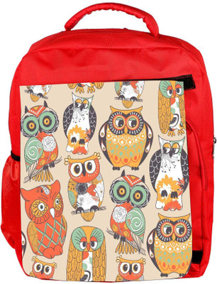 

Snoogg Eco Friendly Canvas Multicolor Owl Designer Backpack Rucksack School Travel Unisex Casual Canvas Bag Bookbag Satchel 5 L Backpack(Red)