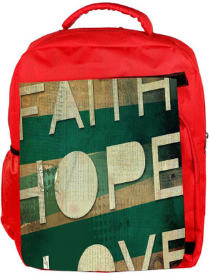 

Snoogg Eco Friendly Canvas Faith Hope Love Designer Backpack Rucksack School Travel Unisex Casual Canvas Bag Bookbag Satchel 5 L Backpack(Red)