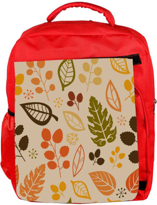 

Snoogg Eco Friendly Canvas Cream Pattern Leaves Designer Backpack Rucksack School Travel Unisex Casual Canvas Bag Bookbag Satchel 5 L Backpack(Red)