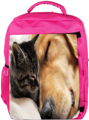 

Snoogg Eco Friendly Canvas Dog And Cat Sleeping Designer Backpack Rucksack School Travel Unisex Casual Canvas Bag Bookbag Satchel 5 L Backpack(Pink)