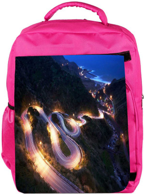 

Snoogg Eco Friendly Canvas Zig Zag Roads Designer Backpack Rucksack School Travel Unisex Casual Canvas Bag Bookbag Satchel 5 L Backpack(Pink)
