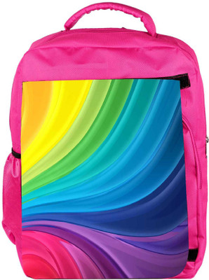 

Snoogg Eco Friendly Canvas Mixed Rainbow Color Designer Backpack Rucksack School Travel Unisex Casual Canvas Bag Bookbag Satchel 5 L Backpack(Pink)