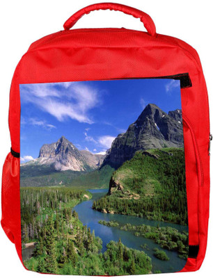 

Snoogg Eco Friendly Canvas Abstract Lake Nature Designer Backpack Rucksack School Travel Unisex Casual Canvas Bag Bookbag Satchel 5 L Backpack(Red)