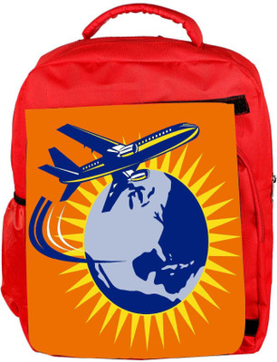 

Snoogg Eco Friendly Canvas Commercial Jet Plane Airliner Flying Globe Backpack Rucksack School Travel Unisex Casual Canvas Bag Bookbag Satchel 5 L Backpack(Red)