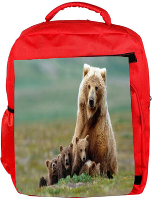 

Snoogg Eco Friendly Canvas Small Babies Of Bear Designer Backpack Rucksack School Travel Unisex Casual Canvas Bag Bookbag Satchel 5 L Backpack(Red)