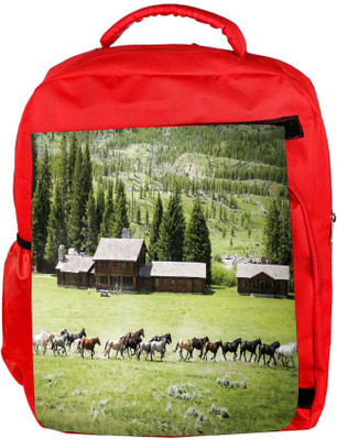 

Snoogg Eco Friendly Canvas Colorful Horses Designer Backpack Rucksack School Travel Unisex Casual Canvas Bag Bookbag Satchel 5 L Backpack(Red)