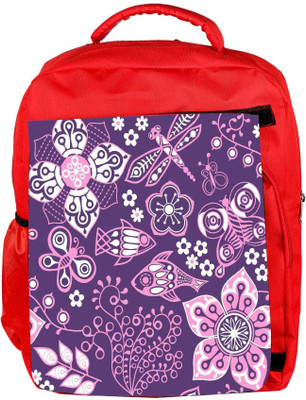 

Snoogg Eco Friendly Canvas Colorful Floral Seamless Pattern In Cartoon Style Seamless Pattern Backpack Rucksack School Travel Unisex Casual Canvas Bag Bookbag Satchel 5 L Backpack(Red)