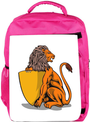 

Snoogg Eco Friendly Canvas Lion Shield Retro Backpack Rucksack School Travel Unisex Casual Canvas Bag Bookbag Satchel 5 L Backpack(Pink)
