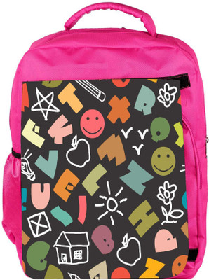 

Snoogg Eco Friendly Canvas Colorful Alphabets Designer Backpack Rucksack School Travel Unisex Casual Canvas Bag Bookbag Satchel 5 L Backpack(Pink)
