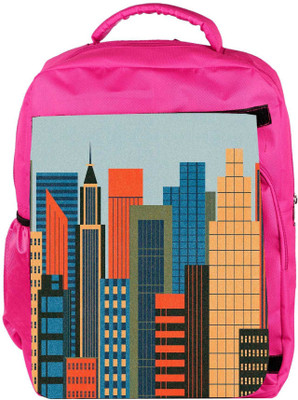 

Snoogg Eco Friendly Canvas Mumbai Skyline 2788 Backpack Rucksack School Travel Unisex Casual Canvas Bag Bookbag Satchel 5 L Backpack(Pink)