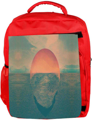 

Snoogg Eco Friendly Canvas Sunset Illustration Backpack Rucksack School Travel Unisex Casual Canvas Bag Bookbag Satchel 5 L Backpack(Red)