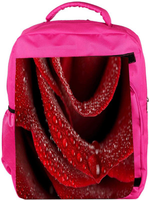 

Snoogg Eco Friendly Canvas Water Drops In Rose Flower Designer Backpack Rucksack School Travel Unisex Casual Canvas Bag Bookbag Satchel 5 L Backpack(Pink)