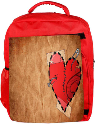 

Snoogg Eco Friendly Canvas Broken Heart Designer Backpack Rucksack School Travel Unisex Casual Canvas Bag Bookbag Satchel 5 L Backpack(Red)