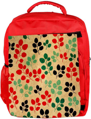 

Snoogg Eco Friendly Canvas Seamless Pattern With Leaf Backpack Rucksack School Travel Unisex Casual Canvas Bag Bookbag Satchel 5 L Backpack(Red)