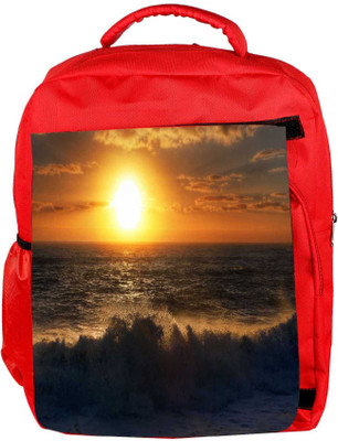 

Snoogg Eco Friendly Canvas Sunset On Beach Designer Backpack Rucksack School Travel Unisex Casual Canvas Bag Bookbag Satchel 5 L Backpack(Red)