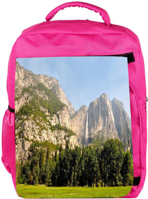 

Snoogg Eco Friendly Canvas Mountain Waterfall Designer Backpack Rucksack School Travel Unisex Casual Canvas Bag Bookbag Satchel 5 L Backpack(Pink)