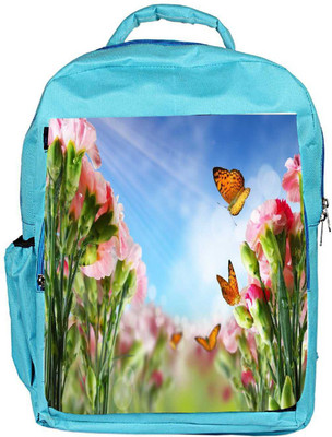 

Snoogg Eco Friendly Canvas Butterfly On Flowers Backpack Rucksack School Travel Unisex Casual Canvas Bag Bookbag Satchel 5 L Backpack(Blue)