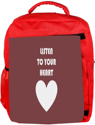 

Snoogg Eco Friendly Canvas Listen To Your Heart Designer Backpack Rucksack School Travel Unisex Casual Canvas Bag Bookbag Satchel 5 L Backpack(Red)