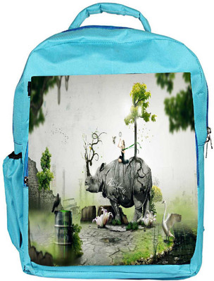 

Snoogg Eco Friendly Canvas Abstract Rhino Designer Backpack Rucksack School Travel Unisex Casual Canvas Bag Bookbag Satchel 5 L Backpack(Blue)