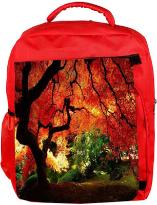 

Snoogg Eco Friendly Canvas Red Leaves In Trees Designer Backpack Rucksack School Travel Unisex Casual Canvas Bag Bookbag Satchel 5 L Backpack(Red)