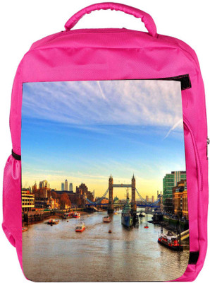 

Snoogg Eco Friendly Canvas Abstract Lake In City Designer Backpack Rucksack School Travel Unisex Casual Canvas Bag Bookbag Satchel 5 L Backpack(Pink)