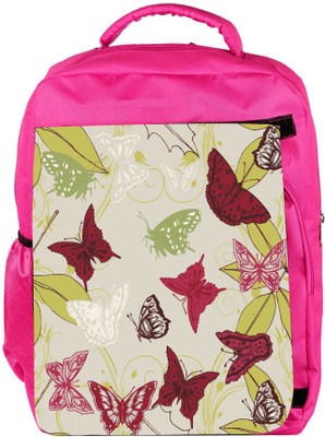 

Snoogg Eco Friendly Canvas Red Butterflies Designer Backpack Rucksack School Travel Unisex Casual Canvas Bag Bookbag Satchel 5 L Backpack(Pink)