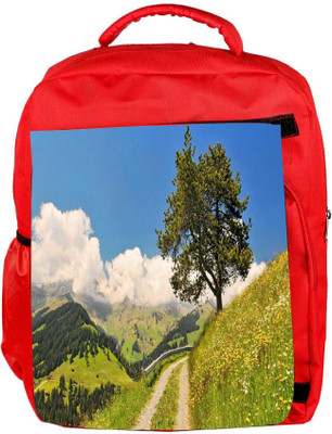 

Snoogg Eco Friendly Canvas Small Way In Garden Designer Backpack Rucksack School Travel Unisex Casual Canvas Bag Bookbag Satchel 5 L Backpack(Red)