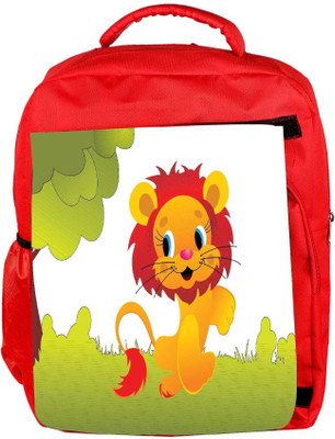 

Snoogg Eco Friendly Canvas Cute Animal Lion Backpack Rucksack School Travel Unisex Casual Canvas Bag Bookbag Satchel 5 L Backpack(Red)