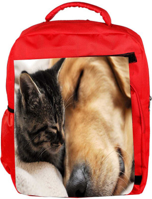 

Snoogg Eco Friendly Canvas Dog And Cat Sleeping Designer Backpack Rucksack School Travel Unisex Casual Canvas Bag Bookbag Satchel 5 L Backpack(Red)