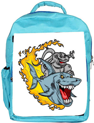 

Snoogg Eco Friendly Canvas Dinosaur Riding A Shark Backpack Rucksack School Travel Unisex Casual Canvas Bag Bookbag Satchel 5 L Backpack(Blue)