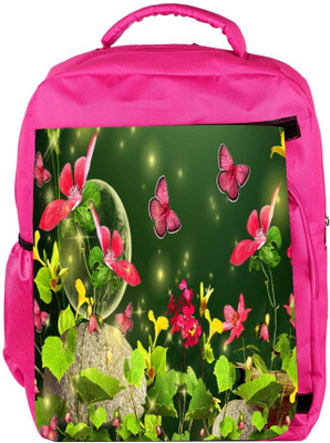 

Snoogg Eco Friendly Canvas Fireflies And Butterflies 2629 Backpack Rucksack School Travel Unisex Casual Canvas Bag Bookbag Satchel 5 L Backpack(Pink)