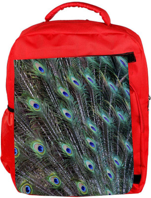 

Snoogg Eco Friendly Canvas Peacock Feathers Picture Backpack Rucksack School Travel Unisex Casual Canvas Bag Bookbag Satchel 5 L Backpack(Red)