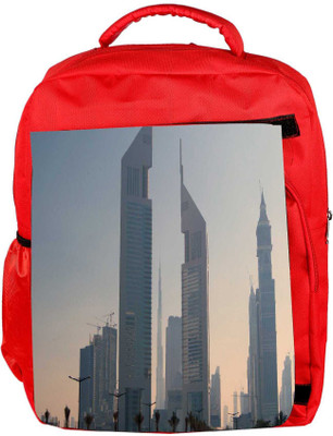 

Snoogg Eco Friendly Canvas Tall Buildings Designer Backpack Rucksack School Travel Unisex Casual Canvas Bag Bookbag Satchel 5 L Backpack(Red)