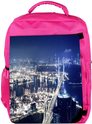 

Snoogg Eco Friendly Canvas White City Designer Backpack Rucksack School Travel Unisex Casual Canvas Bag Bookbag Satchel 5 L Backpack(Pink)