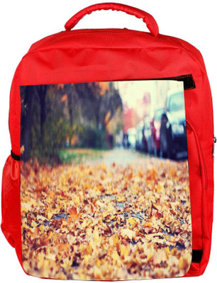 

Snoogg Eco Friendly Canvas Roadside Leaves Designer Backpack Rucksack School Travel Unisex Casual Canvas Bag Bookbag Satchel 5 L Backpack(Red)
