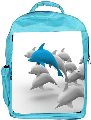 

Snoogg Eco Friendly Canvas 3D Dolphins Backpack Rucksack School Travel Unisex Casual Canvas Bag Bookbag Satchel 5 L Backpack(Blue)